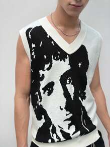 Manfinity Roghcode Camiseta sin mangas de punto con estampado de figura para hombres - Multicolor - Ver 5