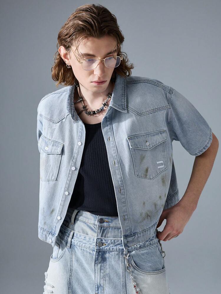Men's Street Fashion Woven Shirt, Minimalist Casual Daily Wear