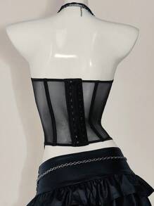 SHEIN ICON 蕾丝拼布胸罩紧身胸衣细节抹胸上衣