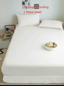 1 bộ ga trải giường màu trơn, tấm bảo vệ nệm, vỏ nệm, thiết kế túi sâu, mềm mại và thoáng khí, phù hợp với nhiều kích cỡ giường. - trắng - Xem 9