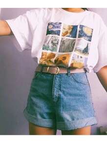 文森特梵高女士和男士衬衫、梵高女士 T 恤、梵高艺术 T 恤、垃圾摇滚美学服装、尖叫 T 恤、艺术爱好者礼物 - 白色 - 查看 1