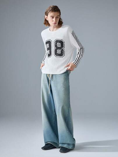 NEON BLANC 男士休闲复古破洞长款牛仔裤