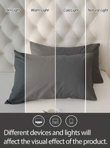 1pc Double Pattern Polyester Envelope Pillowcase, Pillow Core Not Included - Grey - View 5