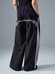 NEON BLANC Pantaloni lunghi da uomo in stile urban grigio-nero con tessuto intrecciato riflettente