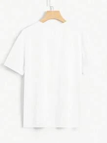 SHEIN MOOSTA Women's Street Style Short Sleeve T-Shirt, All White, Cute Summer Top, Vacation Vibe