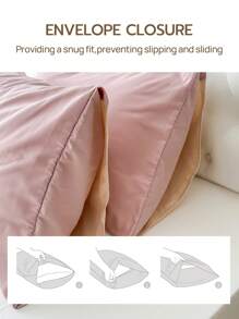 1pc Polyester Fiber Colorblock Envelope Pillowcase, Without Insert, Bedroom Bedding, Dorm Decor. - Pink - View 7