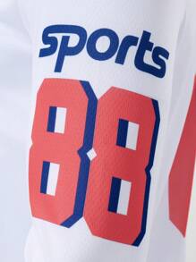 Manfinity Sport Corelite Tricou pentru bărbați cu mânecă lungă, cu gât rotund, cu imprimeu numeric, pentru antrenament fitness