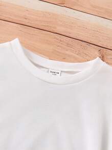 Dziewczęca (mała) koszulka z okrągłym dekoltem i krótkim rękawem z nadrukiem kreskówkowym, casualowa