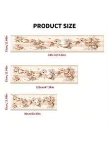 1pc Easter Floral Pattern Delicate Design Style Easter Bunny & Eggs Table Runner, Add Spring Holiday Atmosphere, Suitable For Easter Decoration