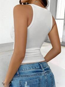 Chiquease 性感无袖针织短款上衣，合身运动吊带背心