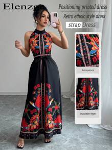 Elenzga 女士度假花卉印花吊带休闲连衣裙