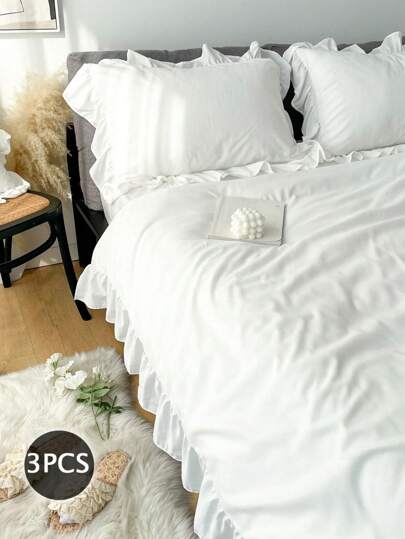 Ruffle Decor Duvet Cover Set Without Filler