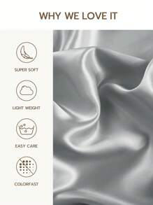 1pc, Solid Color, Soft & Breathable, Satin Trim Decorative Pillowcase (Pillow Insert Not Included), Please Purchase According To Pillow Size - Silver - View 5