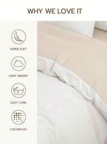 3pcs 100% Polyester FibreTwo Tone Thin, Breathable And Soft Duvet Cover Set(1 Duvet Cover &2 Pillowcases) Modern Fabric Bedding Set For Home, All Season - Multicolor - View 6