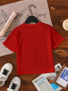 Tween Girl Casual Cute Bow Print Short Sleeve Round Neck T-Shirt