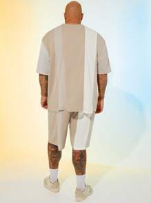 EASEVO 大码男士休闲宽松针织短袖 T 恤和短裤套装