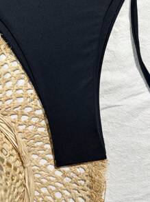 SHEIN Swim Solid Color Bikini Bottom For Women, Sexy Shell Print Slimming Bikini Bottom For Hot Spring & Resort, Summer Beach Vacation