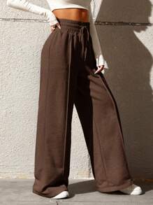 SHEIN Tall CURVE 大码女式时尚休闲宽松直筒运动裤