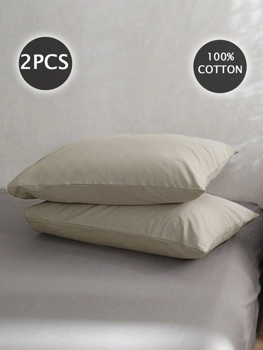 2pcs 100%Cotton Pillowcase, Soft Pillow Cover With Envelope Closure For Bedroom, Bedding Supplies