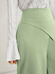Mulvari Effen kleur hoge taille uitlopende elegante broek voor dames