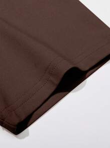 Manfinity Homme Men's Casual Simple Slogan Print Short Sleeve T-Shirt - Brown - View 3