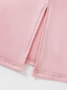 Tween Girls' Bowknot Decor Split Hem Dress Preppy Dress,Holiday,Summer,Travel - Pink - View 8