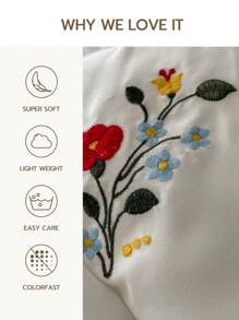 Floral Embroidered Duvet Cover Set (Without Filler)
