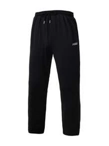 Manfinity Sport Corelite Men's Letter Print Drawstring Waist Pocket Sports Long Pants Sweat Pants - Black - View 3