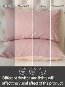 1pc Polyester Fiber Colorblock Envelope Pillowcase, Without Insert, Bedroom Bedding, Dorm Decor. - Pink - View 5