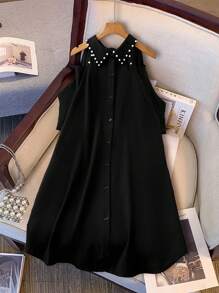 SHEIN LUNE Robe chemisier col châle pour femme grande taille, élégante