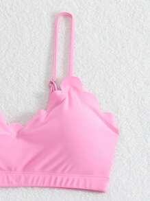 SHEIN Swim 3pcs/Set Floral Trim Splitfront Swimwear For Summer Beach Vacation - Pink - View 9