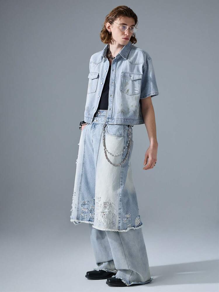 Men's Street Fashion Woven Shirt, Minimalist Casual Daily Wear