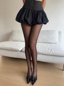 SHEIN EZwear 2pcs/Set Fashionable Sexy Sheer Mesh Leggings - Black - View 5