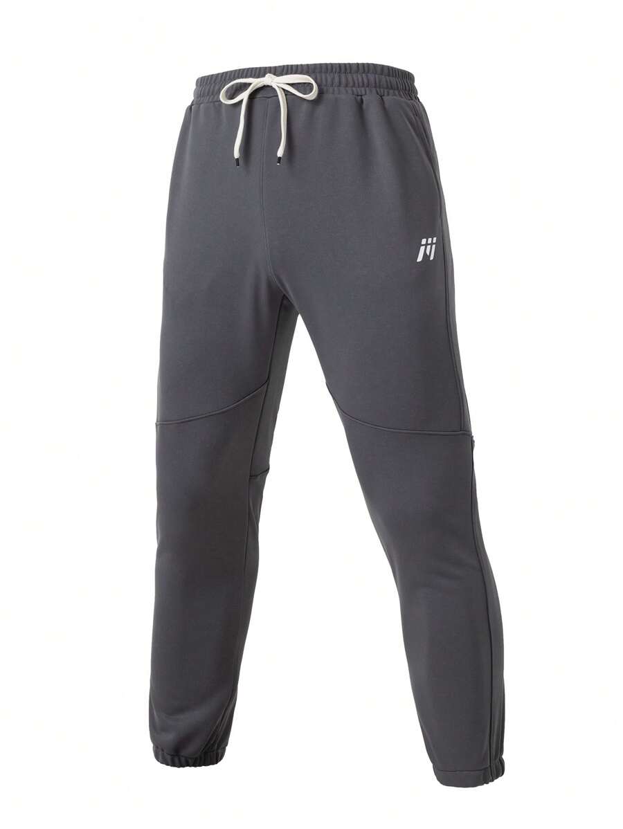 Gym Rark Calça de corrida masculina cinza com cintura ajustável por cordão e punhos canelados. - Cinza escuro - Ver 1