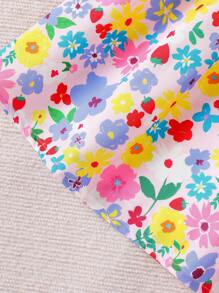 Vestido con tirantes largos con estampado de flores de dopamina para niña preadolescente, con chaqueta corta de color liso