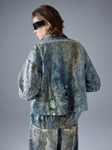 NEON BLANC Camisa tejida de manga larga con bordado, estilo urban para hombres - Óxido marrón - Ver 3