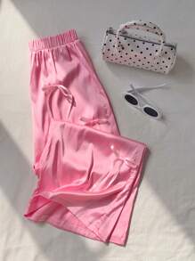 Comfortcana 女士休闲简约时尚日常长裤 - 粉色 - 查看 4