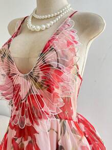 SHEIN Clasi Plus Size Woven Elegant Floral Print Hawaiian Cami Dress Romantic - Multicolor - View 5