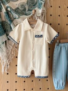 SHEIN Vintaside Kids 1 pieza Pelele de bebé niño con manga corta