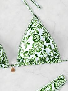 SHEIN Swim Springbreak Simple Style Casual Everyday Two Pieces Swimwear For Summer Beach Vacation - Green - View 3