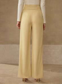 MOTF PREMIUM FOLD PLEATED BELTED SUIT PANTS - Yellow - View 3