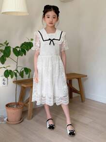 DAZY Tween Girl Autumn Dress,Back To School Clothes - White - View 1