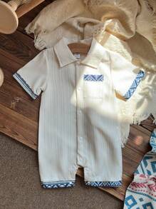 SHEIN Vintaside Kids 1 pieza Pelele de bebé niño con manga corta