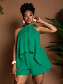 Maweii Plus Size Minimalist Fashion Casual Everyday Jumpsuit,Beach Outfits - Green - View 1