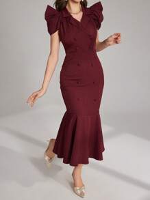 Modelyn Vestido de mujer de manga larga con elegante cuello de blazer