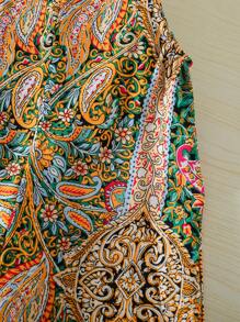 SHEIN Young Girl Paisley Flower Print Wide Leg Loose Jumpsuit