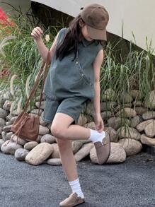 Dazy Kids Tween Girls' Sleeveless Denim Vest & Shorts Set, Casual & Stylish Daily Outfit - Blue - View 1