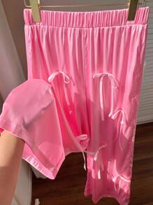 Comfortcana 女士休闲简约时尚日常长裤 - 粉色 - 查看 5