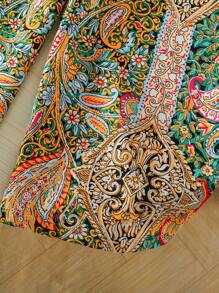 SHEIN Young Girl Paisley Flower Print Wide Leg Loose Jumpsuit
