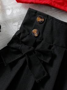 SHEIN 2 件套年轻女孩优雅露肩荷叶边上衣和百褶裙，夏季